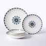 Hermia Vajilla de Porcelana de 24 Piezas en Blanco, Azul, Verde y Negro